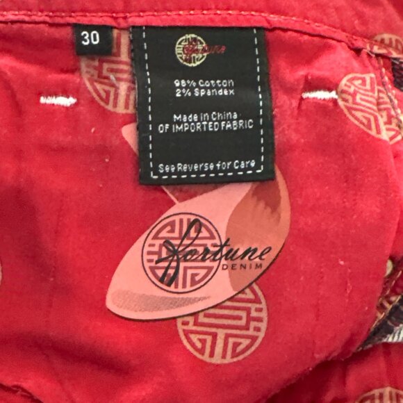 Fortune Denim Designer Jean Bermuda Size 30 Gold Button - Picture 4 of 5